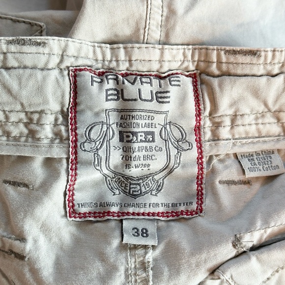 Private Blue Utility Cream Colored Cargo Cotton Utility Shorts 38 waist like new - Picture 14 of 15
